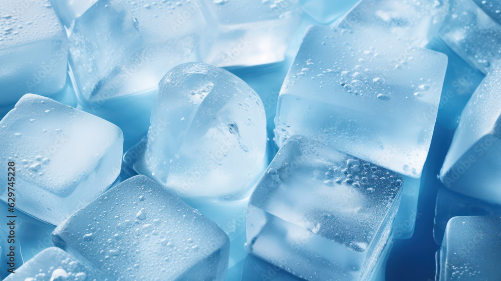 Close up a lot of blue ace cubes