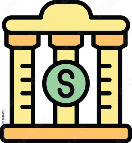 Bank collateral icon outline vector. Loan marketing. Payment time color flat