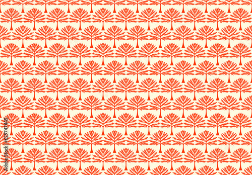 Seamless tropical pattern. Lacy pattern of palm trees on an orange background. Papercut pattern. Leaves pattern. Tropic Palm Leaves Seamless Vector Background, Graphic Jungle Print