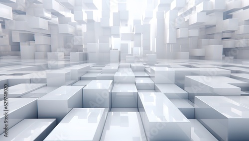 White cubes geometric 3D background