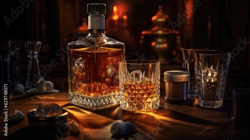 bottle and glass of cognac