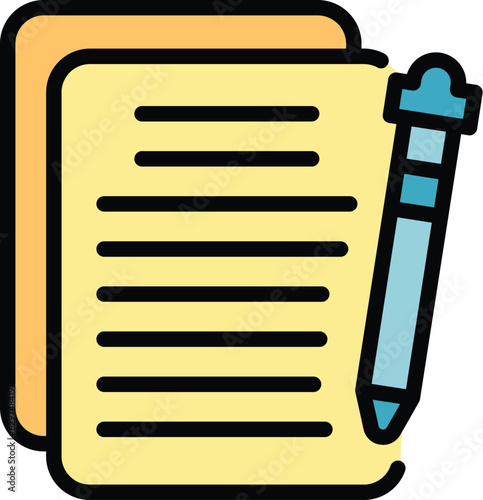 Paper collateral icon outline vector. Loan payment. Bank finance color flat