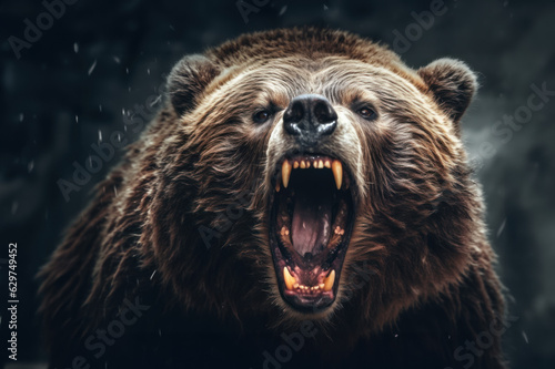 Close up shot of an incredibly angry bear created with Generative AI technology