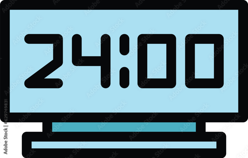Digital alarm clock icon outline vector. Web call. Hour timer color flat Digital alarm clock icon outline vector. Web call. Hour timer color flat