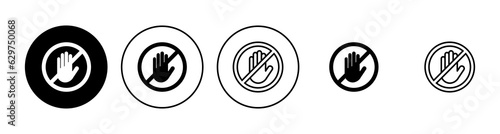 Stop icon set. stop road sign. hand stop icon vector