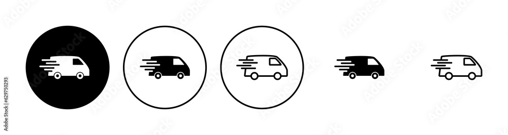 Fast shipping delivery truck icon set. Delivery truck icon. fast delivery icon Fast shipping delivery truck icon set. Delivery truck icon. fast delivery icon