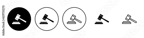 Gavel icon set. judge gavel icon vector. law icon vector. auction hammer