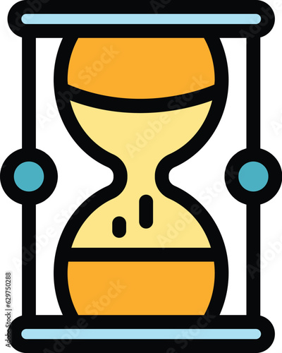 Old hourglass icon outline vector. Digital timer. Schedule deadline color flat