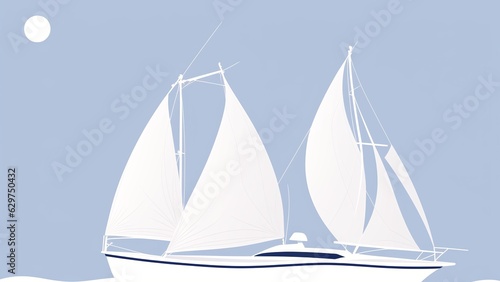 Tela A Sail Boat With Sails Floating In The Ocean