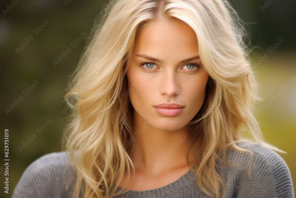 Portrait of a very attractive Swedish woman with blonde hair and blue eyes Portrait of a very attractive Swedish woman with blonde hair and blue eyes