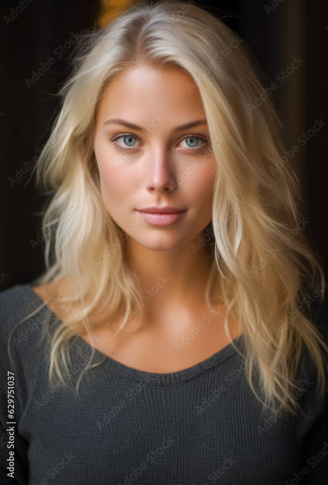 Portrait of a very attractive Swedish woman with blonde hair and blue eyes Portrait of a very attractive Swedish woman with blonde hair and blue eyes