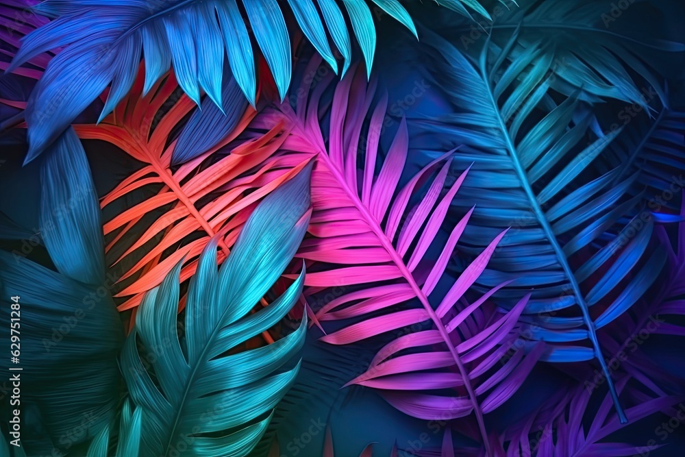 Neon Glow Fall: Multi-Colored Leaves in Radiance (Generative AI) Neon Glow Fall: Multi-Colored Leaves in Radiance (Generative AI)