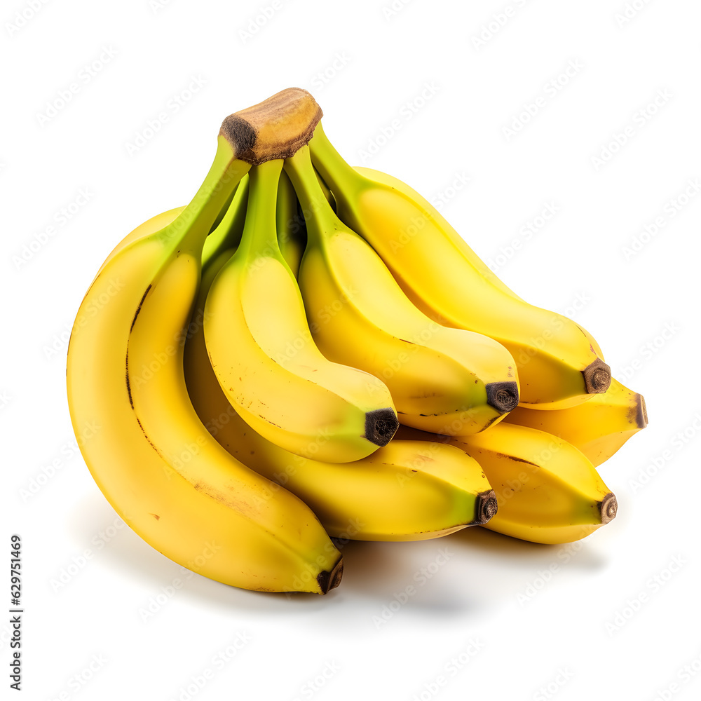 isolated yellow bananas on blank white background