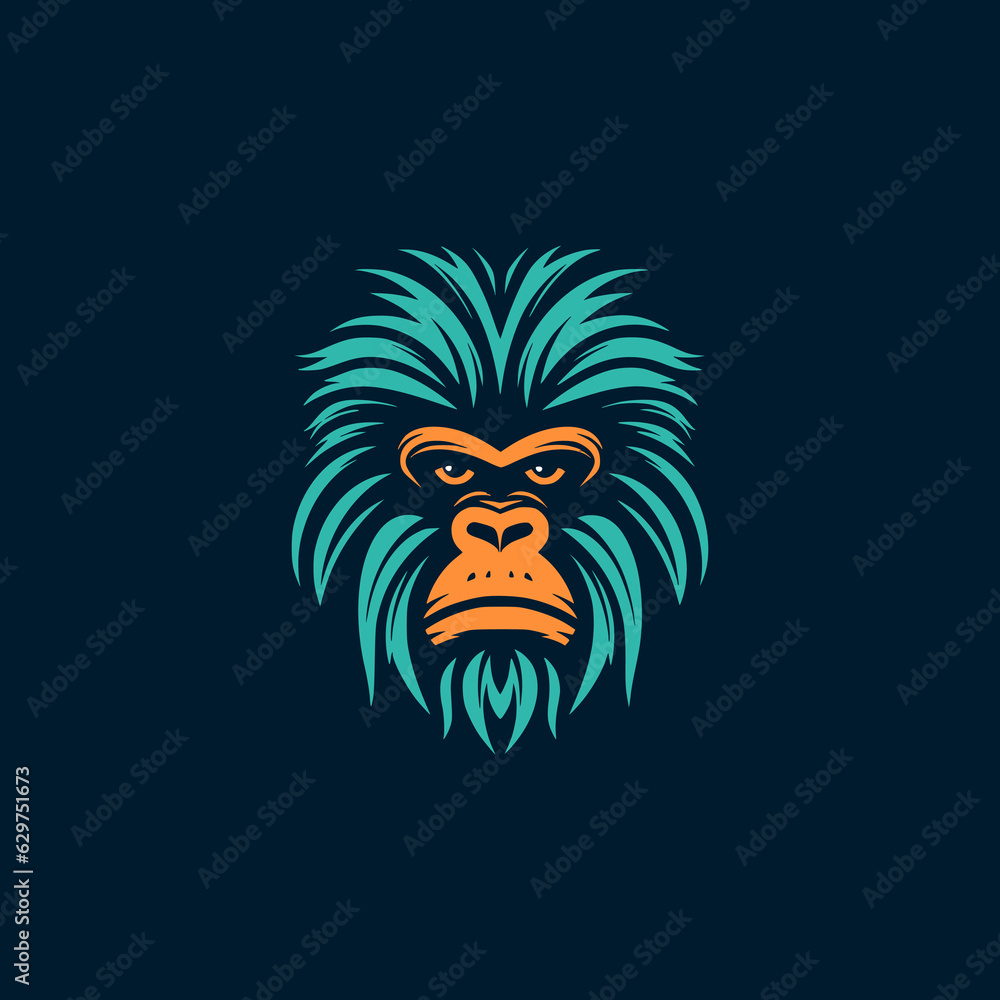 simple funny baboon wild animal logo vector illustration template design