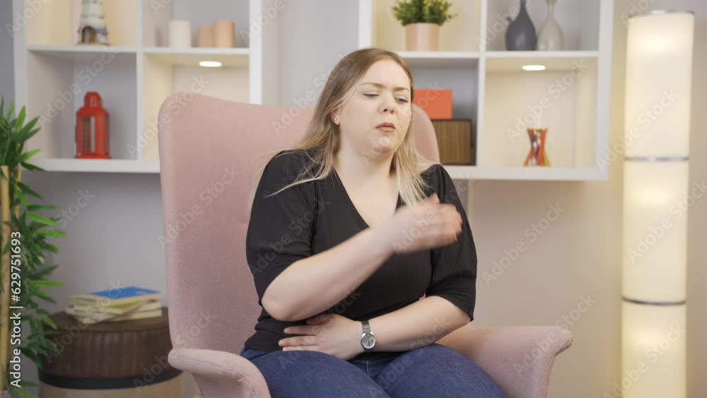 Young woman with nausea. Young woman with nausea.