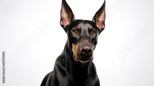 Doberman black dog isolated on white