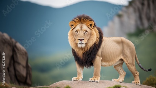 A Lion Standing On A Rock