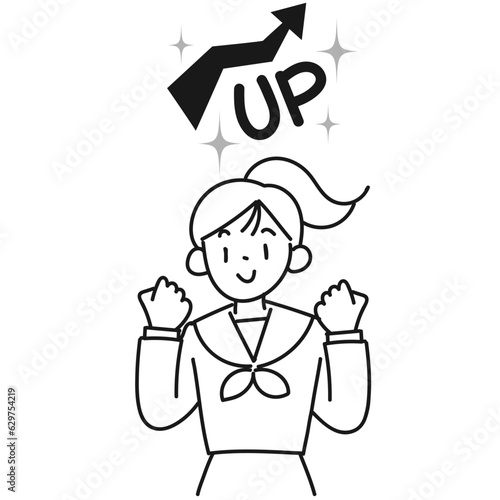 成績が上がって喜ぶ女子高生