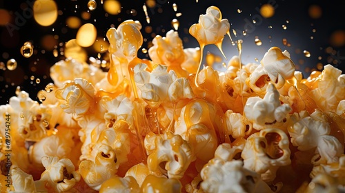 Savory salty crispy popcorn with a blurry and cinematic background