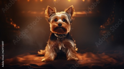 yorkshire terrier on the background of the house