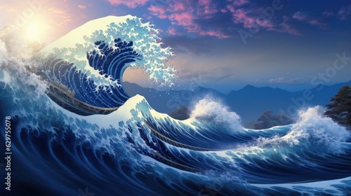 Billede på lærred The Great Wave off Kanagawa  an amazing photo
