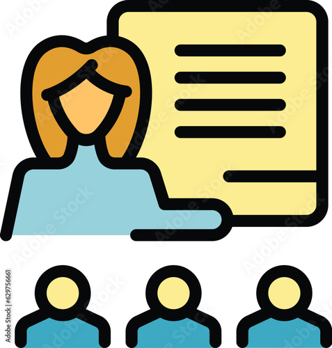 School teacher icon outline vector. Kids class. Children education color flat