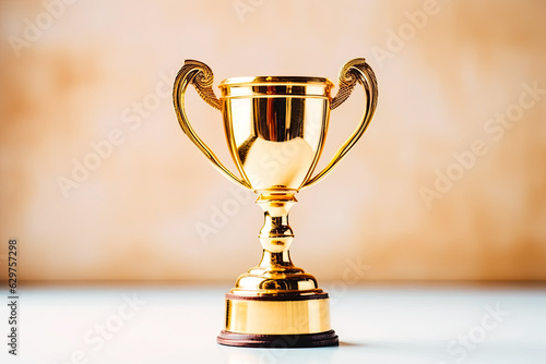 Gold trophy a best champion award on success prize winner with golden reward victory competition cup