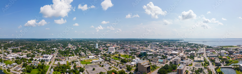 Aerial panorama Downtown Pensacola FL USA
