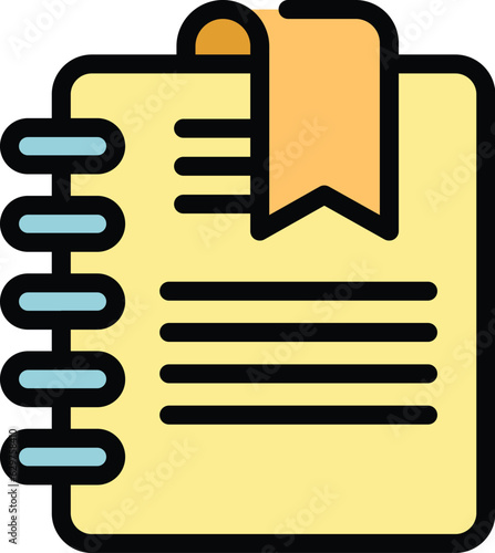 Paper notebook icon outline vector. Sheet note. Notepad page color flat