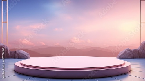 modern podium design for product display or product stand with cinematic background and lighting © GradPlanet