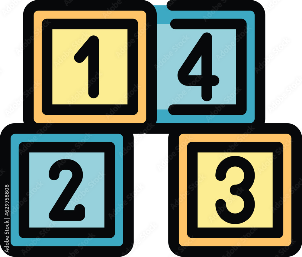 Numbers cubes icon outline vector. Pile cube. Build ice color flat
