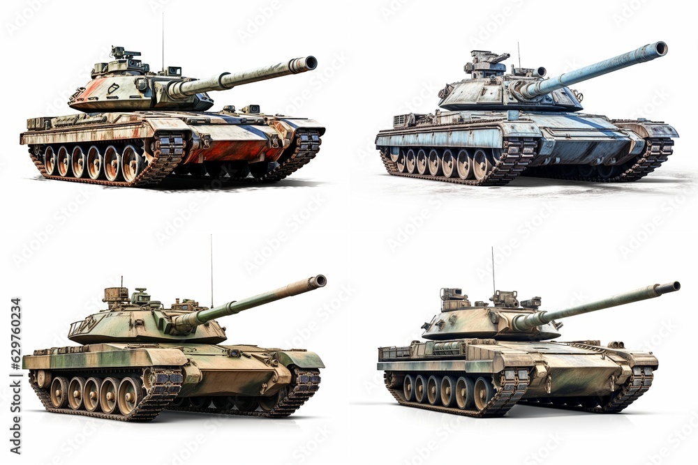 set of tanks isolated on white background.