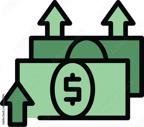 Send money icon outline vector. Payment transfer. Mobile app color flat