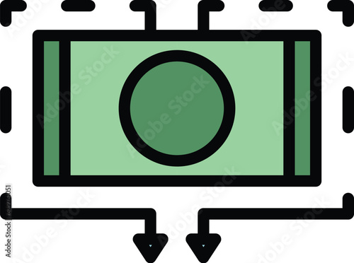 Card money icon outline vector. App bank. Payment mobile color flat