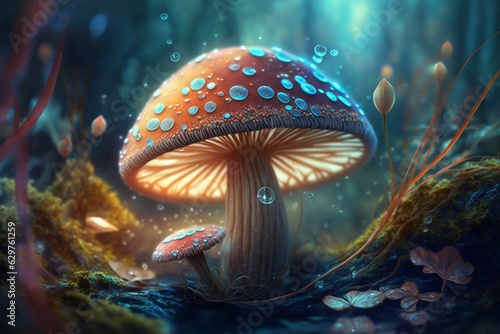 Magical fungi location in the Enchanted Nature series. Generative AI