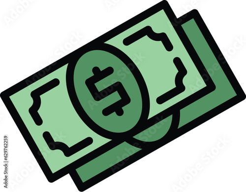 Cash money icon outline vector. Bank app. Card smart color flat