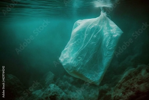 A plastic bag drifting in the abyss. Generative AI