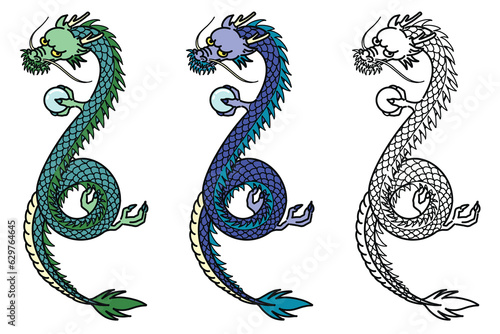                                              Illustration set of the dragon which is the zodiac