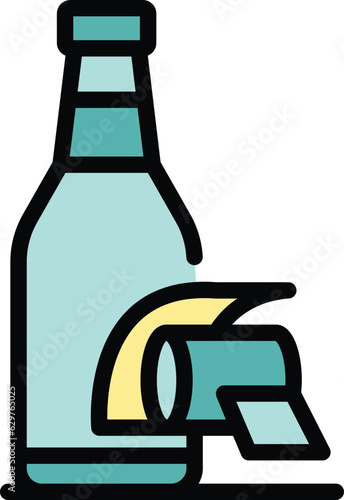 Beer bottle factory icon outline vector. Tank drink. Bottle alcohol color flat