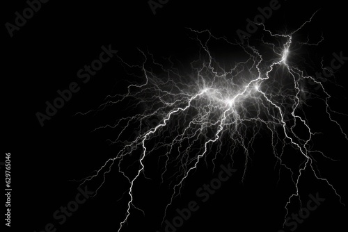 A dramatic black and white lightning bolt captured in a stunning photograph