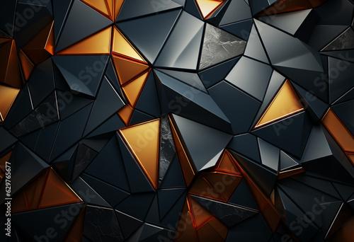 a shiny black wallpaper with geometric shapes, in the style of cubist multifaceted angles, hard surface modeling, abstract minimalism appreciator, metal compositions