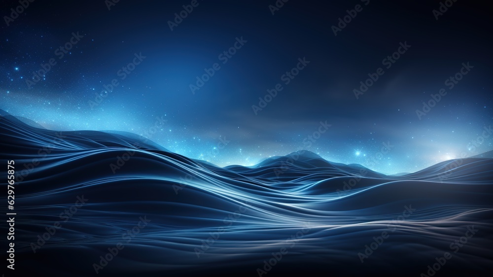 Abstract blue on black background and swirls