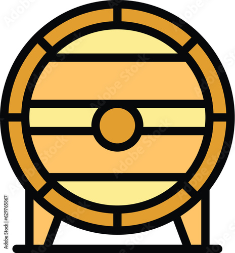 Wood beer barrel icon outline vector. Drink tank. Liquid alcohol color flat