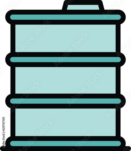 Steel beer barrel icon outline vector. Factory tank. Drink alcohol color flat
