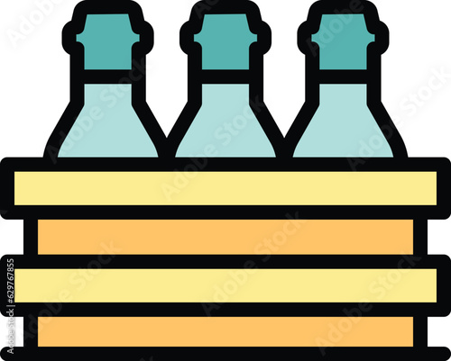 Wood beer box icon outline vector. Tank drink. Beer brewery color flat