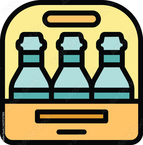 Beer pack icon outline vector. Factory process. Liquid bottle color flat