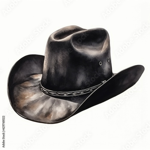 Black Cowboy Hat, Illustration of Vintage Western Object