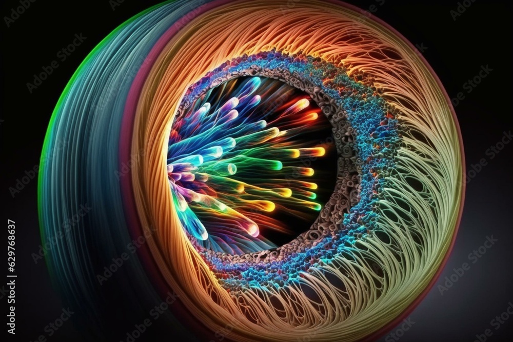 Detailed visualization of fiber optic cable. Generative AI