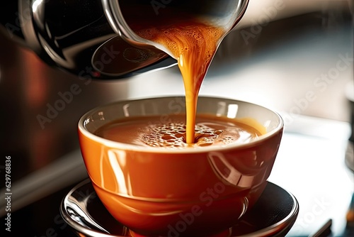 A cup of coffee being poured