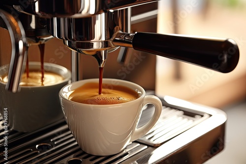 A steaming cup of coffee being poured with hot liquid